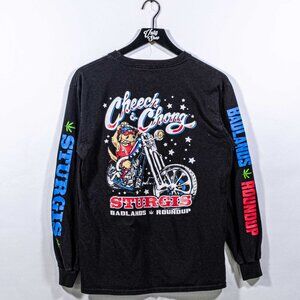 Cheech & Chong Sturgis Badland Round Up T-Shirt Long Sleeve Medium Biker